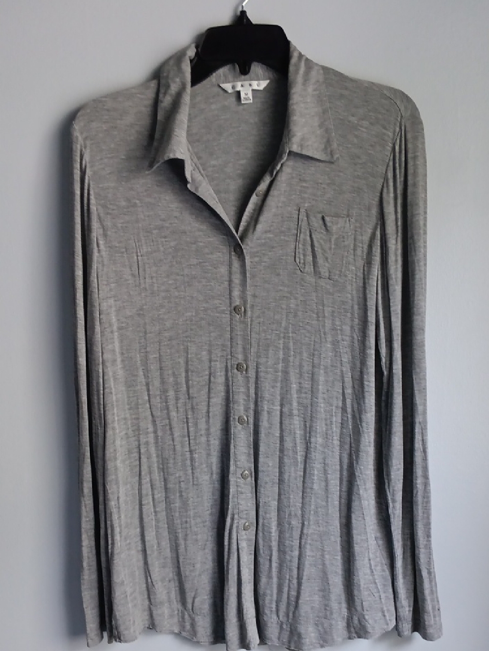 Light Gray  Long-Sleeve Button-Up Shirt Tunic